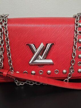 Louis Vuitton Red Epi Leather Studded Twist MM Shoulder Bag, EUC